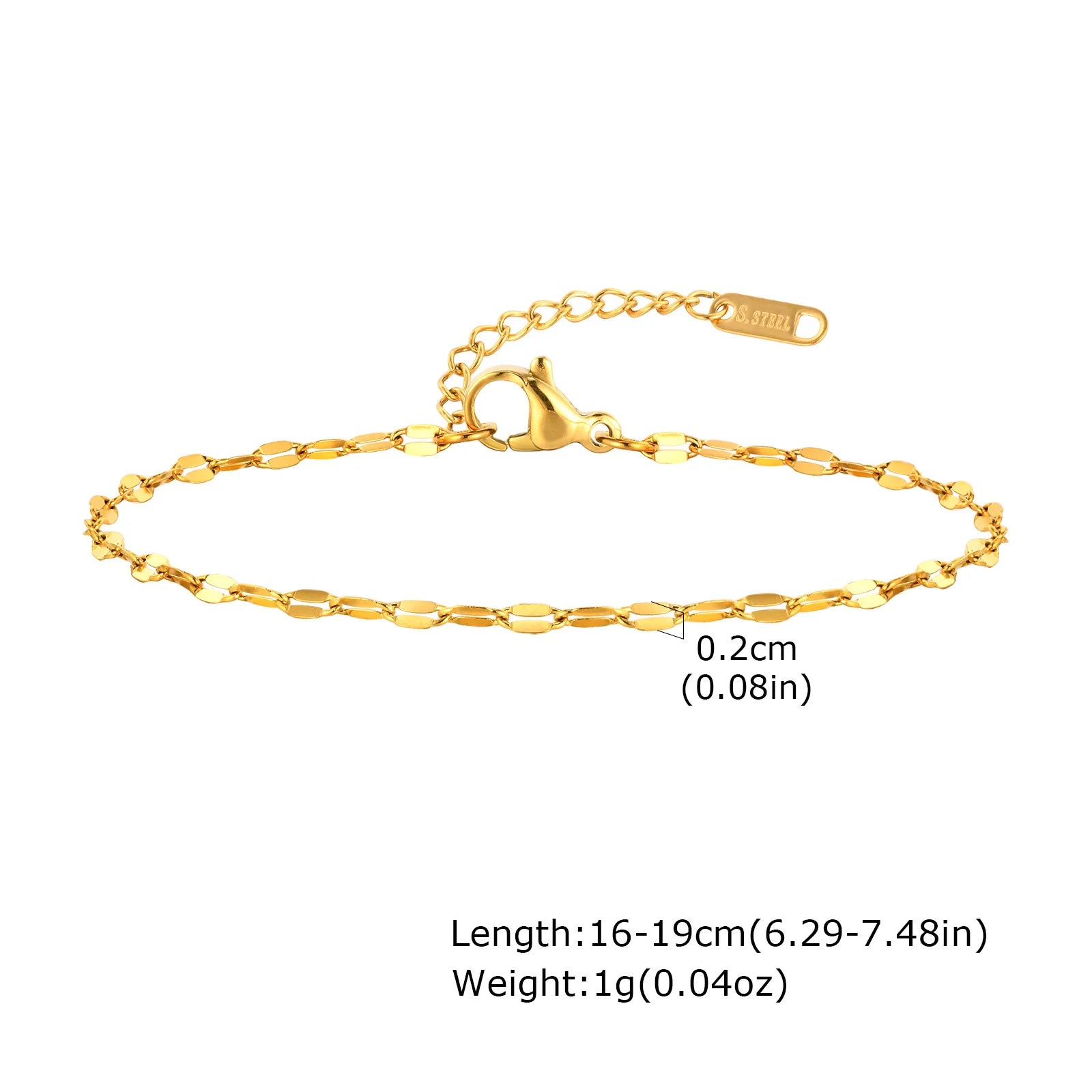 Non-Tarnish Stainless Steel Herringbone Bracelet – Thin, Stackable & Waterproof Gold Plated Design for Women