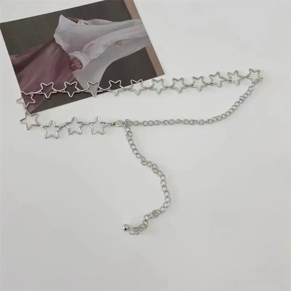 Punk Metal Star Waist Chain – Retro Hollow-Out Belt for Dresses & Outfits