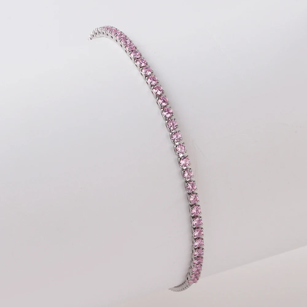 2 mm Adjustable Rainbow Tennis Bracelet – Colorful Zircon Charm for Women