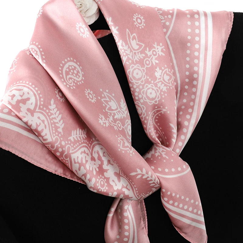 Floral Silk Hair Scarf – Elegant Spring Print Bandana for Hair, Neck & Head Styling