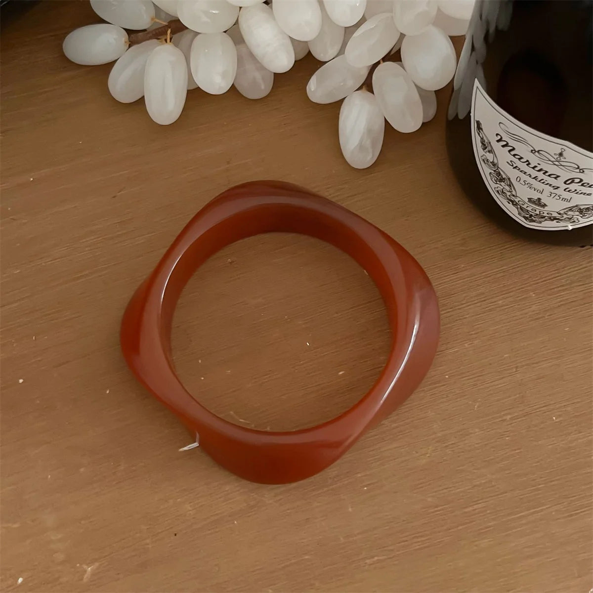 Chunky Translucent Acrylic Bangle – Bold Retro Polygon Design for Women